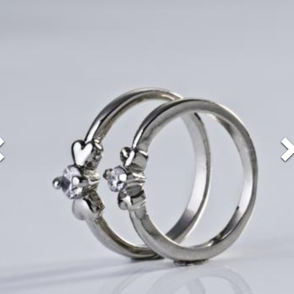 Sterling Silver plated copper bridal sets, with cubic zirconia like stones